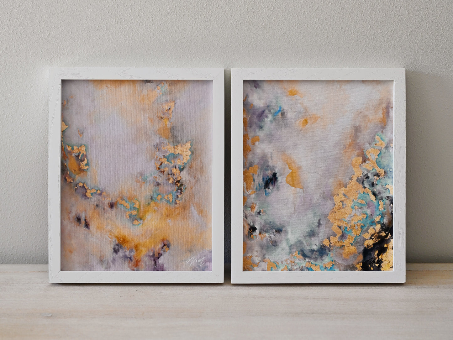 Fine art print bundle of dreamy gold and teal abstract artwork